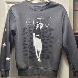 Gray Olivia Rodrigo Sweatshirt with Stars on Sleeves